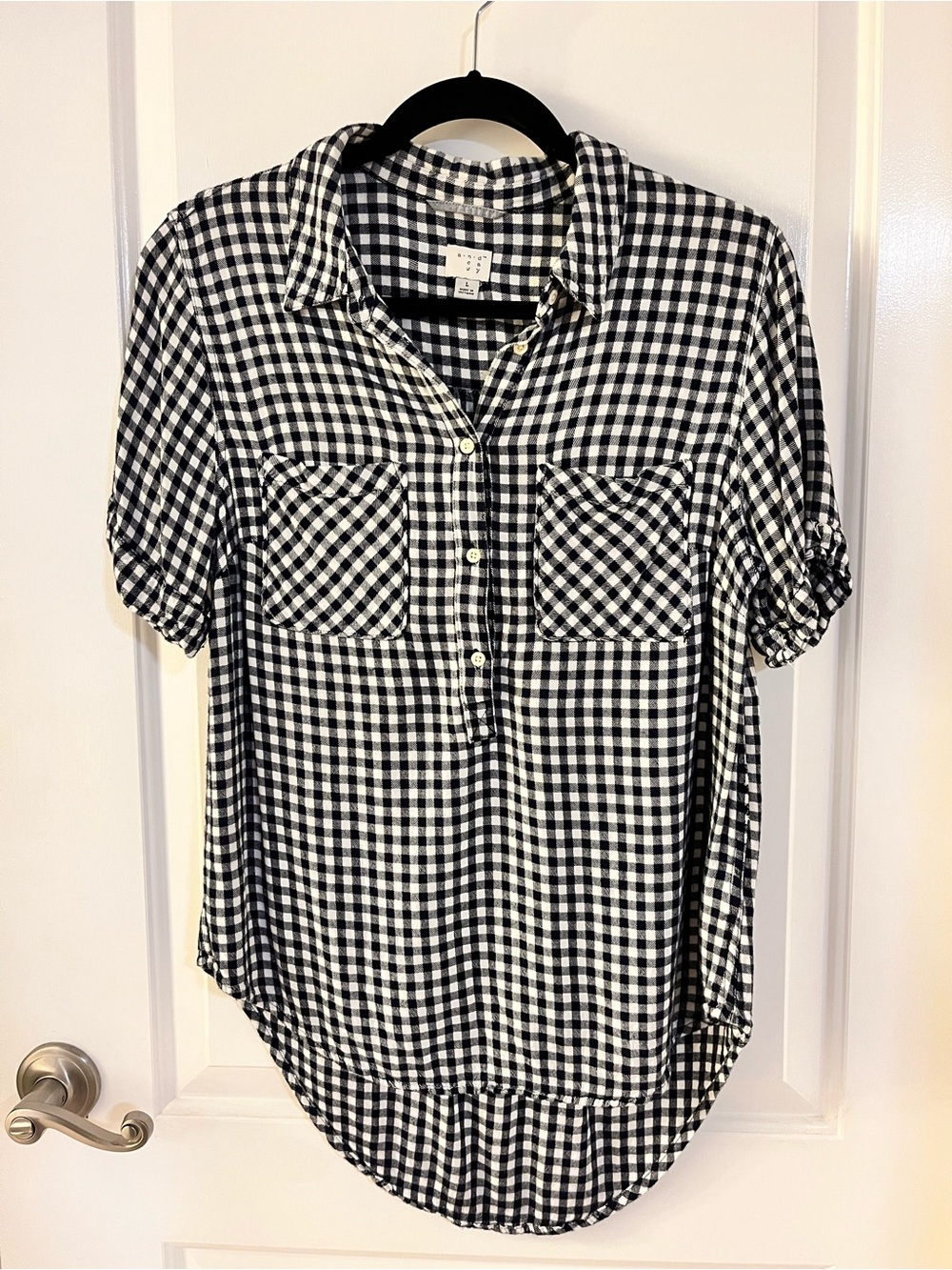 NWOT Black & White Gingham Button-Front Women's Shirt